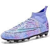 Biayphyne Fussballschuhe Kunstrasen Herren Hallenschuhe Fussball Turf Fußballschuhe Für Jungen Indoor AG FG TF Trainingsschuhe Outdoor (068 Lila AG 44)