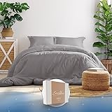 Samthus Bettwäsche 135x200 Baumwolle Satin - Oeko-Tex Made In Green - Himmlisch weicher Schlaf - Bettwäsche-Set mit 1x Bettbezug 135x200 + 1x Kissenbezug 40x80 - Duvet Cover - Grau