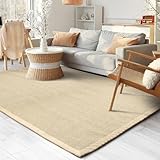 Floordirekt Sisal Teppich Mumbai 70x130 cm – Naturfaser Teppich mit Baumwollbordüre, Wohnteppich, Sisalteppich