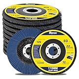 ROMON Fächerschleifscheiben, Körnung 80, 11,4 x 2,2 cm, Industriequalität, Typ 29, Zirkonia-Schleifscheibe, Aluminium, Oxid-Schleifmittel für Edelstahl, Blech, 10 Stück