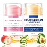Hydrating and Anti-Cracking Foot Cream, 2Pcs Urea 60% Fußcreme Stick, Aloe Vera ＆ Pfirsich Hornhautentferner Creme Fußpflegecreme für Trockene, Rissige Füße, Fersen, Ellbogen, Handcreme, Bodylotion