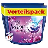 Lenor Colorwaschmittel Allin1 PODS Amethyst Blütentraum 76 Waschladungen, Hygienische Tiefenreinigung und Lang Anhaltende Frische