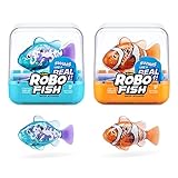 ROBO ALIVE Robo Fish Serie 3 Roboter-Fisch, 2er-Pack, orange und blaugrün, schwimmt in mehrere Richtungen, batteriebetrieben, Spielzeugfisch, Poolspielzeug (2er-Pack, orange und blaugrün)