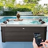 Miweba Whirlpool MSpa Tribeca mit Fester Außenwand | Pool mit App Steuerung | Spa für 6 Personen | 160x160x65cm | 120 Massagedüsen | Ganzjähriger Einsatz Winterfest | In & Outdoor Pool | Aufstellpool