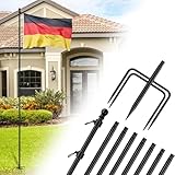 ZMTECH 10FT Flaggenmast für Garten, 300cm Heavy Duty Flaggenmast mit 5 Zinken Halterung, Extra Dicke Flaggenmast Kit für Outdoor (Schwarz,ohne Flagge)