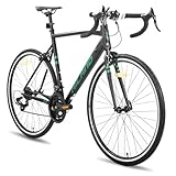HILAND 28 Zoll Rennrad 14 Gang, Aluminium Rahmen 700c Rennrad, 570mm Rahmen City Pendler Fahrrad für Männer Frauen Schwarz