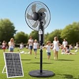 MOFGOE 16' Solar-Standventilator Mit Akku, Tragbarer Solar-Bodenventilator, Ventilatoren, Oszillierende Standventilatoren Mit USB-Aufladung Und LED-Licht, Für Das Homeoffice Im Freien