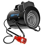 Güde Elektroheizer GEH 5000 R (400 V, 5000 W Heizleistung, 2 Heizstufen (2500/5000 W) + Ventilatorfunktion, 310 m³/h max. Gebläseleistung, stufenloses Thermostat, Überhitzungsschutz, Tragegriff)