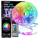 HOVVIDA LED Strip 5M, 30 LEDs/Meter, 150 LED, RGB LED Streifen, APP und Fernbedienung, Musikmodus, Timing-Modus, LED für Zimmer, Wohnzimmer, Küche, Schlafzimmer, Bar, Party