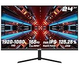 KTC Gaming Monitor 24 Zoll, Fast IPS, 165Hz, 1ms, 1080P FHD 1920x1080, Freesync & G-sync Rahmenlos Monitore, HDR10, 125% sRGB, Blaulicht Reduktion PC Bildschirm, 2 x HDMI2.0/2 x DP1.2, H24T09P