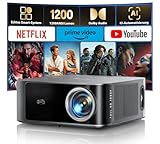 Beamer 4K【Offizielles Netflix & 36W Dolby Audio】 Toptro 1200 ANSI Smart Beamer Heimkino, 1080P Full HD Video Projektor mit Zwei-Wege Bluetooth WiFi, KI-Autofokus & Trapezkorrektur für Outdoor/Handy