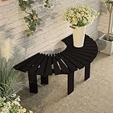 Gebogene Bank mit Massivholzrahmen halbrunde runde Baumbank für den Außenbereich Holzsitz stilvolle Outdoor Dekoration für Innen Und Außenbereich(Black)