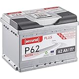 Accurat Plus P62 Autobatterie - 12V, 62Ah, 620A, zyklenfest, wartungsfrei, 35% mehr Startleistung, Ca-Technologie, Kaltstartkraft - Starterbatterie, Nassbatterie, Blei-Säure Batterie