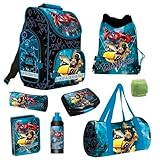 Familando Transformers Schulranzen 1. Klasse ergonomischer Tornister für Jungen und Mädchen Schultasche im Set (8-teilig mit Sporttasche)