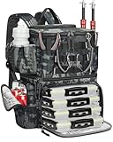 MATEIN Angelrucksack mit Boxen und Rutenhalter, Wasserdichter Angel Rucksack Herren mit Kompass und Isoliertes Kühlfach, Angelrucksack mit 4 Köderbox Angeln für Angeln Camping, Geschenke für Angler