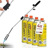 Magnum ®Unkrautbrenner inkl. 4 Gaskartuschen - stabiler Unkrautvernichter mit Piezozündung stufenlos regulierbar – Unkrautentferner Gerät mit ergonomischen Griff