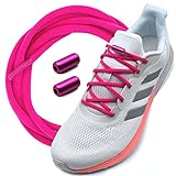 Run out sports Elastische Schnürsenkel ohne binden mit Metallkapseln rund Schuhbänder mit Schnellverschluss bunt für Kinder Erwachsene (Flash Pink)