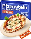 Praknu Pizzastein für Backofen & Gasgrill - Für Knusprigen Boden - Pizzastein Rund 30 cm aus Cordierit bis 900 °C - Wärme Speichernd