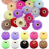 240 bunte Bastel-Pompons, 20 mm, flauschige Kugelperlen mit Kupferloch, DIY-Schmuckherstellung, Schlüsselanhänger, Bastelzubehör für kreative Geschenke