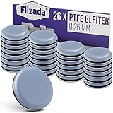 Filzada® 26x Teflongleiter Selbstklebend - Ø 25 mm (rund) - Profi Möbelgleiter/Teppichgleiter PTFE (Teflon)
