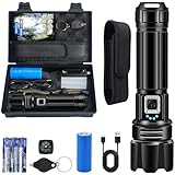 TAVADA Taschenlampe Led Aufladbar, Taschenlampe 500000 Lumen Extrem Hell, Alu Gehäuse, Zoombar, IP67 Wasserdicht, USB-C, 5 Modi für Camping Wandern Notfälle Outdoor Angeln, mit Holster + Kompass