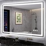 S’bagno Badspiegel-mit-Beleuchtung 100x70cm, Bluetooth Badezimmer Spiegel mit Beleuchtung und Entfoggen, 3 Farbtemperaturen, Speicherfunktion, Dimmbar, IP44 Led Badspiegel Horizontal/Vertikal