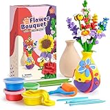 Kochenty Blumen-Bastelset für Kinder, Blumenstrauß Knetmasse Set, Kunst und Lufttrockener Lehm, für Mädchen, Jungen ab 6 Jahren