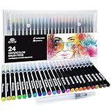 Art-n-Fly Aquarellstifte pinselstifte zeichnen | 24 Wasserfarben, 1 Wassertankpinsel | Einsteiger-Set - Pinselstift, Stifte mit flexiblem Pinselspitze