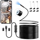 Endoskopkamera mit Licht, Ennovor 1920 HD Endoskop-Kamera Handy mit 8 LED Licht, Kein WLAN Erforderlich Inspektionskamera Wasserdichtes IP67 Kanal-Kamera für Android & iOS, Tablet (32,8 ft/10m)