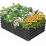 Tigerden Hochbeet-Set, Outdoor-Pflanzkasten für den Anbau von Gemüse, Kräutern, Blumen und Früchten – 90 x 0,5 x 0,3 m tief, großer Vorratstank für den Außenbereich, Schwarz