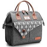 Lekesky Lunchtasche Isolierte Kühltasche für Frauen Auslaufsichere weit geöffnete Lunchbox, Grau …