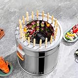 Generisch Barrel Smoker Smokeless Barbecue Hängegrill mit 30 Spießen Edelstahl Holzkohlegrill Holzkohlegrill Kohle Eintopfgrill Fass Große Kapazität Tragbar 360° Allroundgrill,B