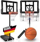 CAPRISPORTS® Basketballkorb Outdoor [höhenverstellbar: 135-305 cm] für Kinder ab 14 Jahren & Erwachsene - mobiler Basketballständer für draußen mit Korb & Rollen - inkl. Basketball & Pumpe