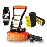 Gibbon Slacklines Travel Line | Leichtes, Kompaktes 15m Slackline-Set für Anfänger & Fortgeschrittene | TÜV-geprüft | inkl. Ratschenschutz & TreeWear | Ideal für Reisen & Urlaub