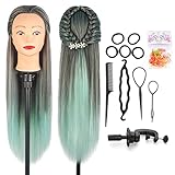Frisierkopf, Auzass Frisurenkopf 26-28 Inch 100% Kunsthaar Weich Übungskopf Ombre Friseurkopf Trainingsköpfe Mit Halter + DIY Haare Frisuren Set zum Üben von Frisuren