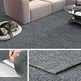 Livelynine Teppichfliesen Selbstklebend 30x30CM Abwaschbare Teppich Fliesen Wohnzimmer Schlafzimmer Rutschfest Auslegware Teppichboden Kinderzimmer Grau Bodenteppich für Büro Gewerbe, 4 Teppichfliesen