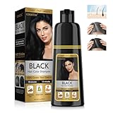 COSMTEK Haarfärbeshampoo - Schwarz Hair Dye Shampoo für Graues Haar Sofort 3 in 1 Pflanzliche Haarfarbe Shampoo Enthält Ginseng-Extrakt für Männer und Frauen 150ml Black