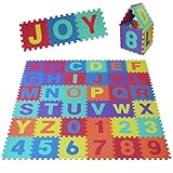 ALPIDEX Kinder Puzzlematten 86-teilig | Buchstaben & Zahlen | 36 Matten - 30 x 30 x 1cm | Spielteppich Baby Krabbelmatte Kinderteppich Puzzle Lernteppich XXL Bunt, Farbe:Bunt