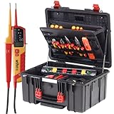 Wiha Werkzeugkoffer XL 2 Trolley electric 60-tlg. I Werkzeugtrolley für Elektriker I Werkzeugkasten mit Elektriker Werkzeug + Spannungs- und Durchgangsprüfer I Spannungsprüfer zweipolig