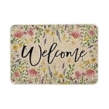 Artoid Mode Blumen Blätter Willkommen Frühling Fußmatte, Hause Dekoration Küche Teppich Bodenmatte Für Innen Außen Dekor 40x60 cm