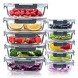 Igluu Meal Prep Glas-Frischhaltedosen mit BPA-freiem Deckel (10er-Pack) – mikrowellen-, ofen-, gefrier-, spülmaschinengeeignet, auslaufsicher – 370 & 1050 ml – robustes Borosilikatglas