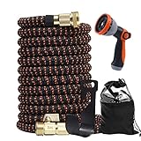 Erweiterbarer Gartenschlauch, 200 - 90 m, leicht, langlebig, massive Messingbeschläge für hervorragende Bewässerungs- und Waschleistung