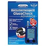 TESTAmed Glucocheck Advance Blutzuckermessgerät, Starter Paket inkl. Teststreifen und Lanzettengerät, Sprachausgabe, geringe Folgekosten