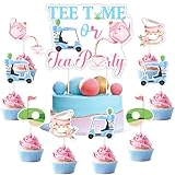 Wonmelody Golf-Gender Reveal-Kuchenaufsätze, Dekorationen mit Tee-Time oder Teeparty, Cupcake-Topper, Golf, Babyparty, Kuchendekoration für Putter oder Perlen, He or She Golf, Geschlecht offenbart