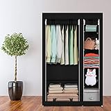 Oshion Kleiderschrank Faltschrank Stoffschrank Faltbare Garderobe Canvas mit Reißverschluss Stoffschrank Kleiderschrank mit Kleiderstange, Fächern (110 x 45 x 175 cm schwarz)