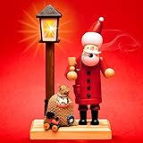 Sikora RM-A-LED Holz Räuchermännchen mit batteriebetriebener beleuchteter LED Laterne, Farbe/Modell:A24 Weihnachtsmann mit LED Laterne, Größe:Höhe ca. 18.5 cm