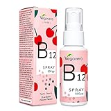 VITAMIN B12 Spray Vegavero® | 500 µg Methylcobalamin pro Sprühstoß | Zuckerfrei & Ohne Alkohol | Leckerer Kirschgeschmack | Hochdosiert | Vegan | 25 ml (210 Portionen)