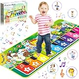 BBLTIFF Musikmatte Kinder ab 1 Jahr, Baby Klavier mit 9 Klaviertasten & 10 Tiergeräusche & 19 Lieder, Klaviermatte für Kinder, Baby Spielzeug ab 1 Jahr Geschenke für Jungen und Mädchen (110*43 cm)