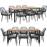 Swing&Harmonie Gartenmöbel Set „Calvani“ – Sitzgruppe mit Stühlen & Esstisch – wetterfest – Seilgeflecht – WPC-Tischplatte – Outdoor Essgruppe – Terrassenmöbel (anthrazit/grau, 8 Personen)