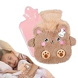 Wärmflasche Kinder,Wärmflasche mit Bezug Flauschig, Wärmflasche mit Bezug Flauschig, Abnehmbare und Waschbare Wärmflasche,Premium Wärmflasche für Kinder, Babys (Brown Bear)